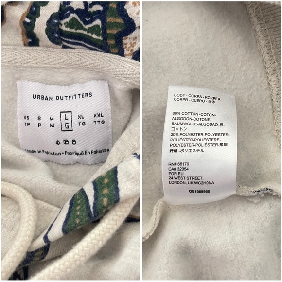 Urban Outfitters Paisley print Hoodie sweatshirt for Men Large preowned - Picture 6 of 8